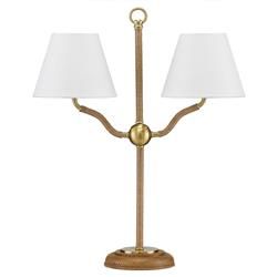 Elise Coastal Beach Natural Rope 2 Armed Desk Table Lamp | Kathy Kuo Home