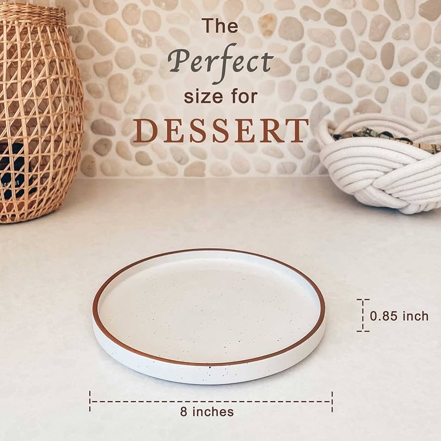 Mora Ceramic Flat Plates Set of 6 - 8 in - The Dessert, Salad, Appetizer, Small Lunch, etc Plate.... | Amazon (US)
