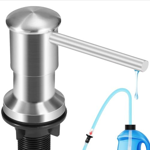 Yofidra Soap Dispenser for Kitchen Sink: Built in Sink Soap Dispenser Pump, Brushed Nickel Stainless Steel Sink Soap Dispenser with 47” Tube Kit Fit for Kitchen Bathroom in Counter | Amazon (US)