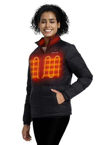 ORORO Women's Heated Puffer Jacket with 4 Heat Zones, Lightweight Heated Coat (Charger Not Included) (Black,XXL) | Amazon (US)