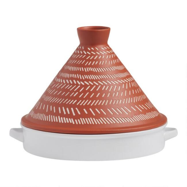 Terracotta and White Stoneware Tagine | World Market