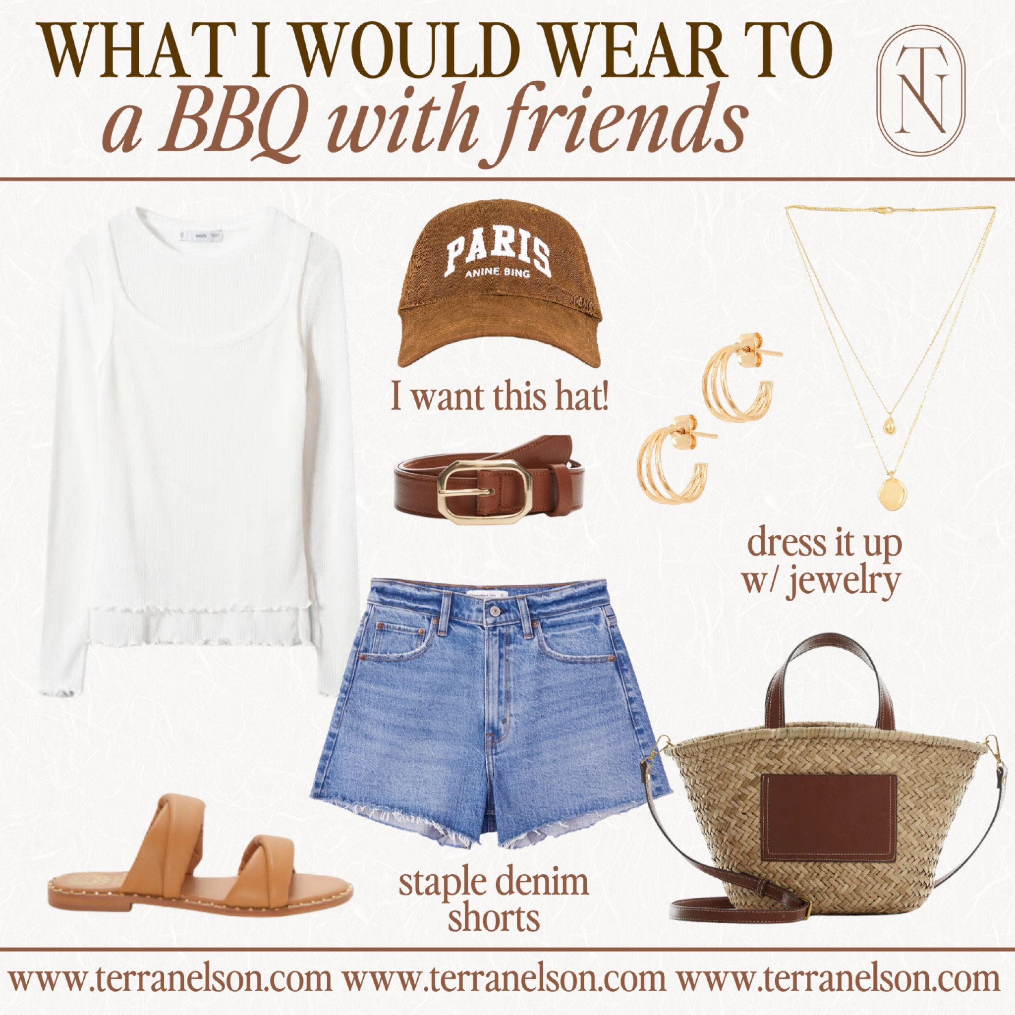 Spring outfits / bbq outfit / summer outfits / denim shorts / spring hat / spring sandals / neutral sandals

#LTKshoecrush #LTKstyletip #LTKSeasonal