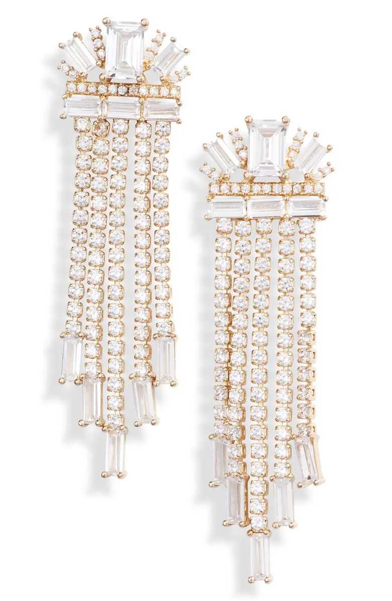 Baguette Cubic Zirconia Pavé Chandelier Earrings | Nordstrom