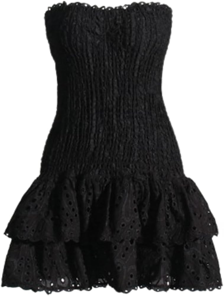 Tube Top Preppy Dress Women Y2k Blue Floral Strapless Mini Dress Vintage Short Going Out Dresses | Amazon (US)