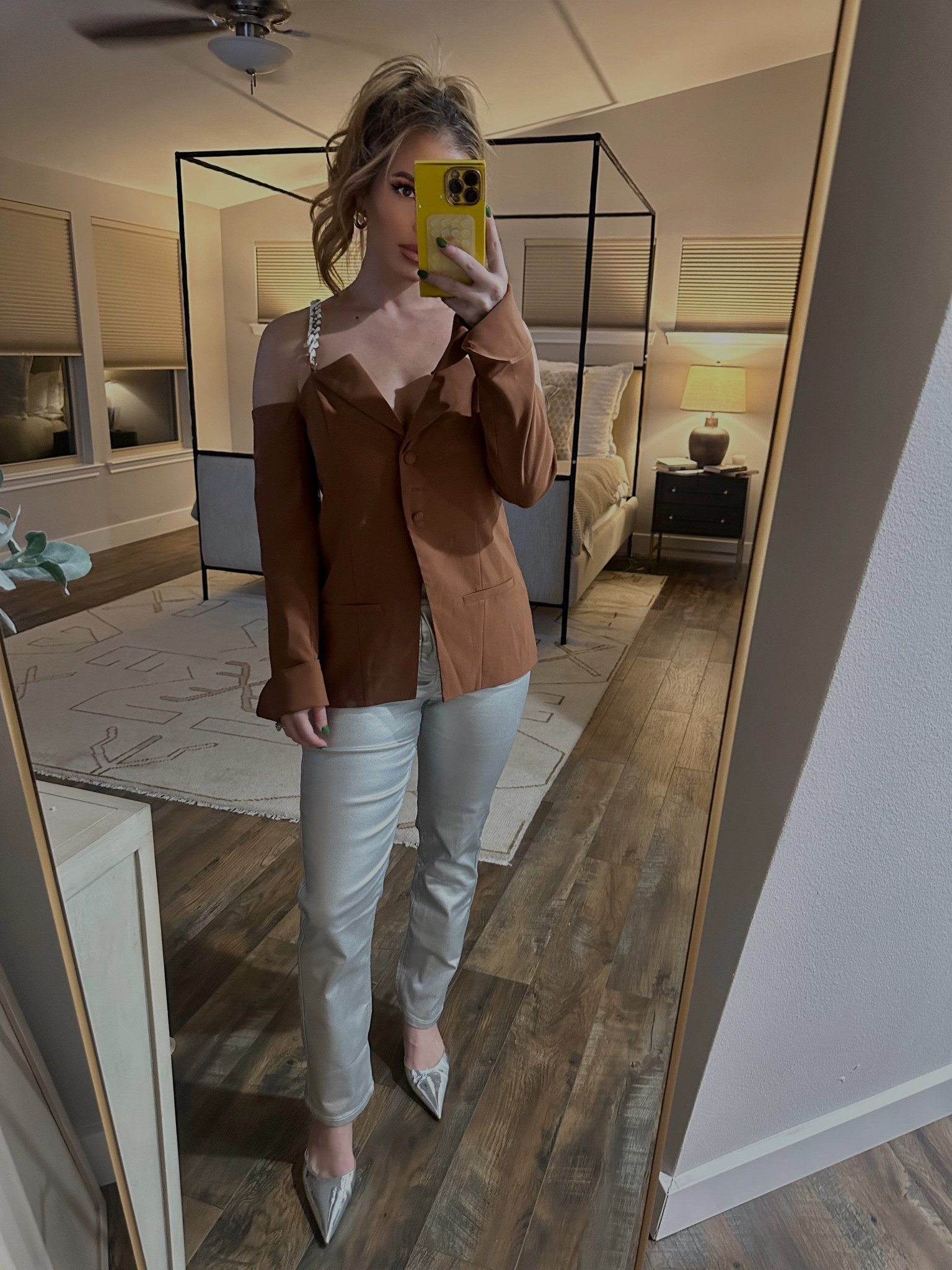 Metallic pants and a rust colored top - my favorite combo!

#LTKfindsunder100 #LTKHolidaySale #LTKHoliday