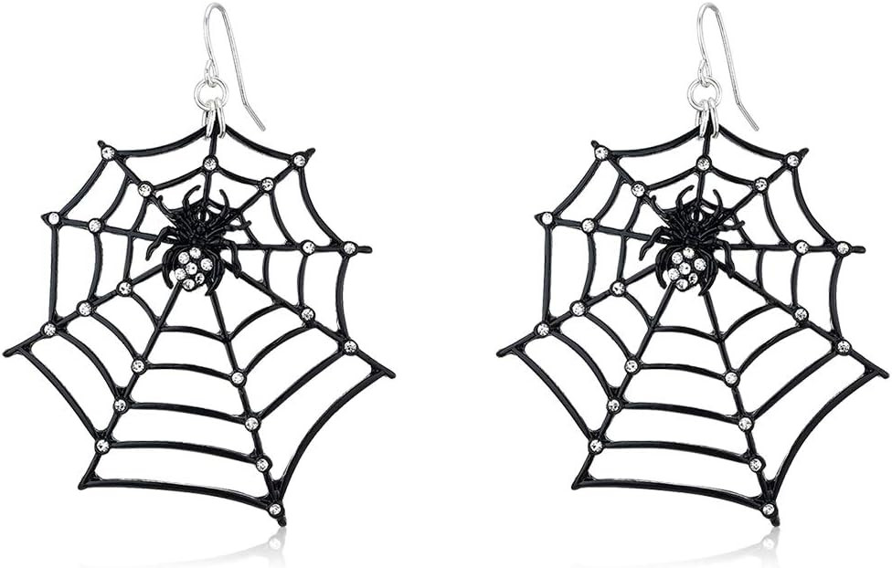 1 Pair Big Spider Web Earrings for Women Black Spider Rhinestone Dangle Drop Earrings Halloween P... | Amazon (US)