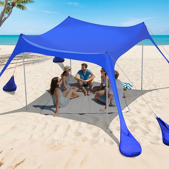 2PM SPORTS Beach Tent Sun Shelter 10x10 FT - UPF 50+ UV Protection, 8 Sandbags, Easy Setup, Porta... | Amazon (US)
