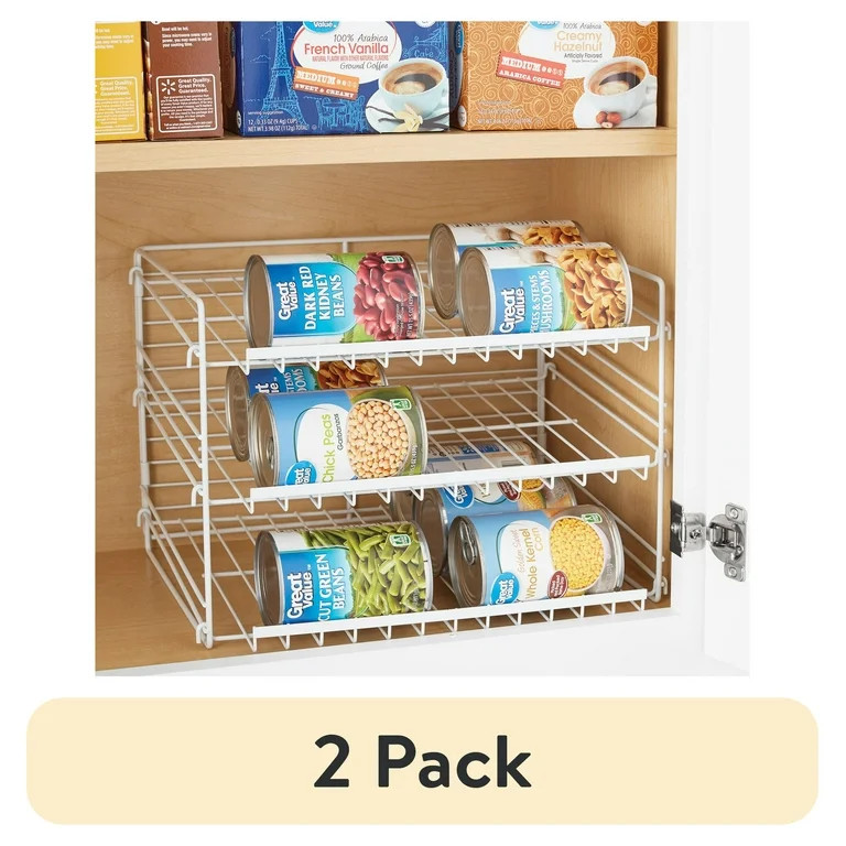 (2 pack) Mainstays 3-Tier Can Dispenser Rack Organizer Powder Coated Steel White | Walmart (US)