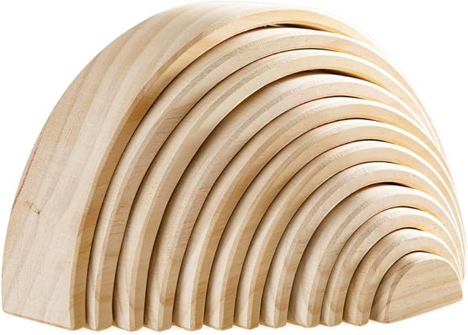 MERRYHEART Wooden Rainbow Stacking Toy, 12 Piece Natural Wood Rainbow Stacker, Extra Large Rainbo... | Amazon (US)