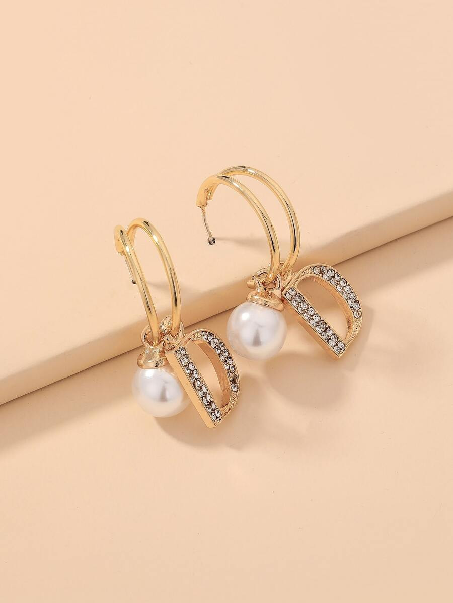 Faux Pearl Rhinestone Decor Drop Earrings | SHEIN
