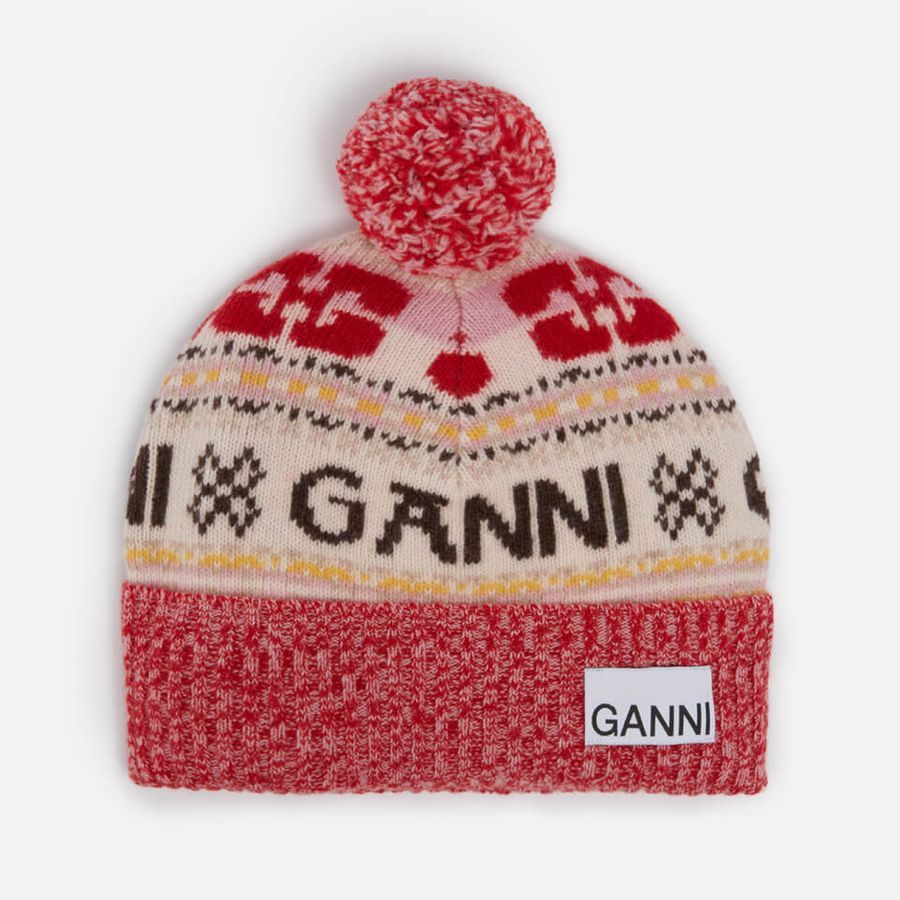 Ganni Logo-Intarsia Wool-Blend Beanie | Coggles (Global)