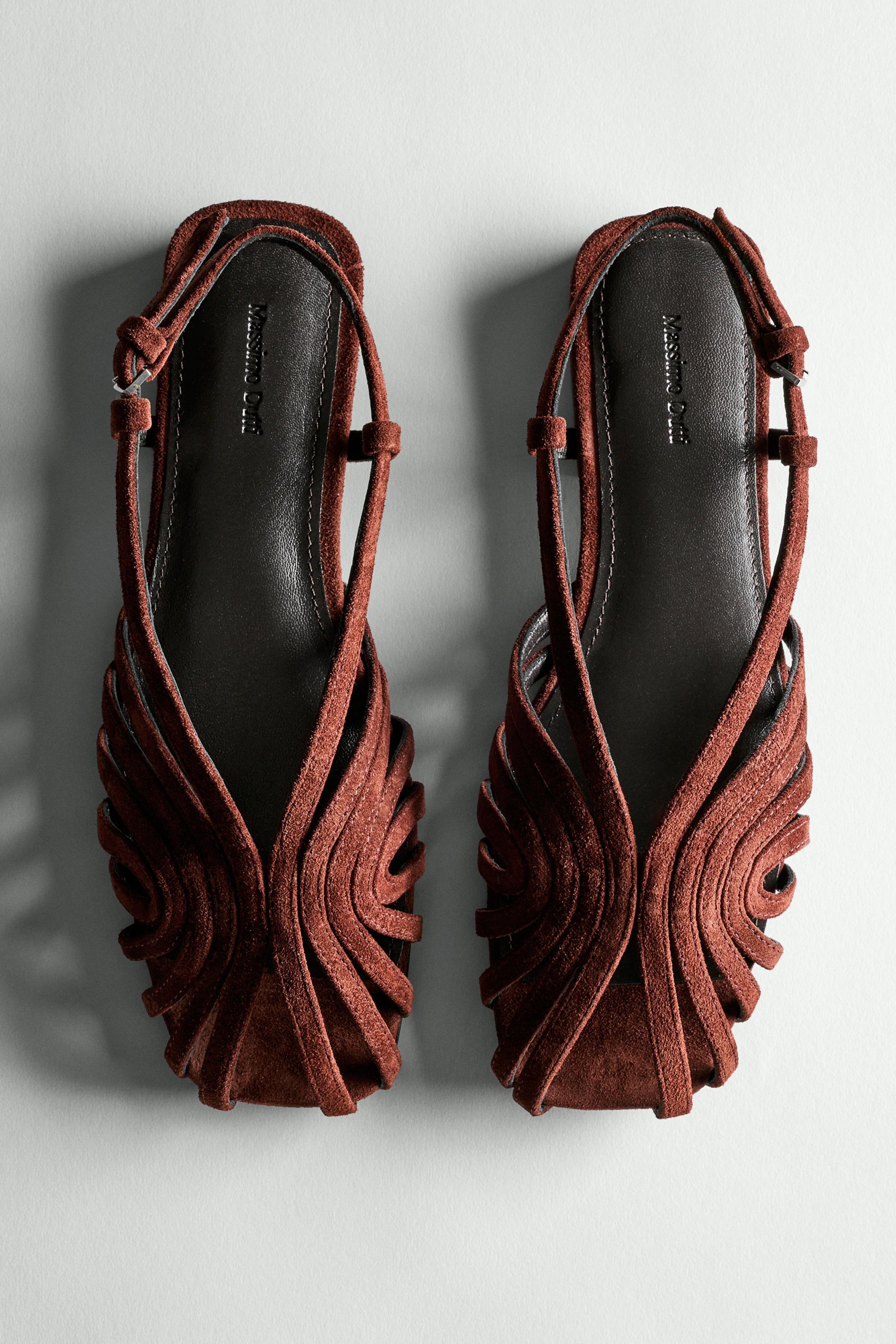 Split suede leather cage sandals | Massimo Dutti UK