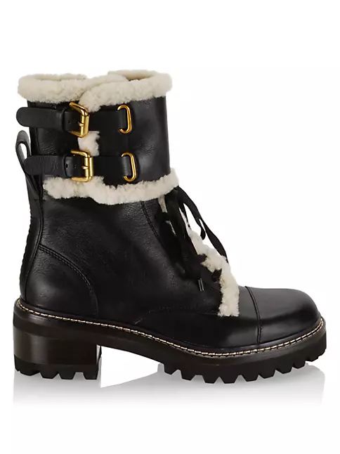 Mallory Shearling-Lined Leather Combat Boots | Saks Fifth Avenue