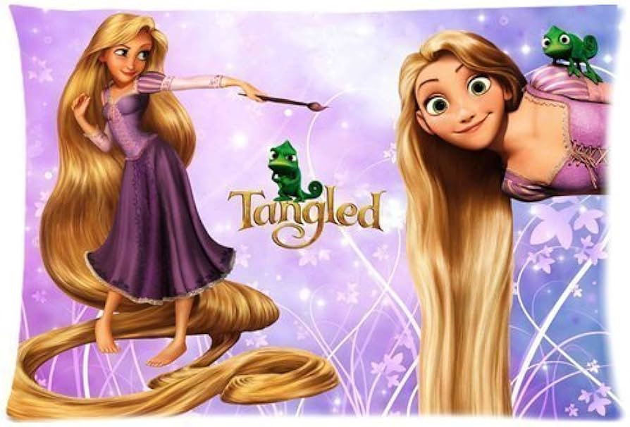 Custom Cartoon Tangled Rapunzel Mandy Pillowcase 20x30 Rectangle Soft Cotton Zippered Pillow Case... | Amazon (US)