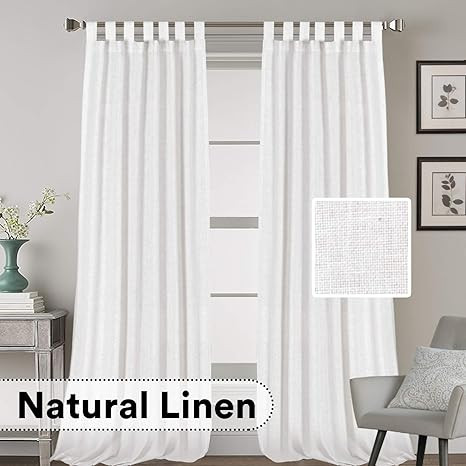 Natural Effect Extra Long Curtains Made of Linen Mixed Rich Material, Tab Top Curtains Pair Windo... | Amazon (US)
