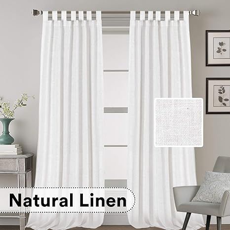 Natural Effect Extra Long Curtains Made of Linen Mixed Rich Material, Tab Top Curtains Pair Windo... | Amazon (US)