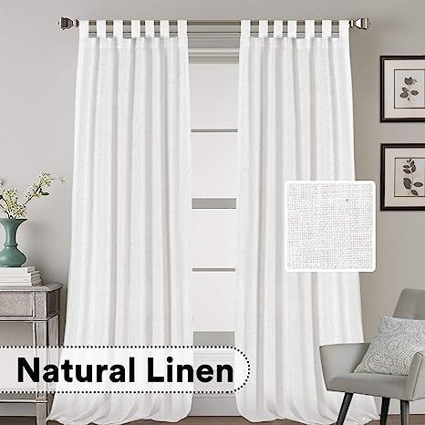 Natural Effect Extra Long Curtains Made of Linen Mixed Rich Material, Tab Top Curtains Pair Windo... | Amazon (US)