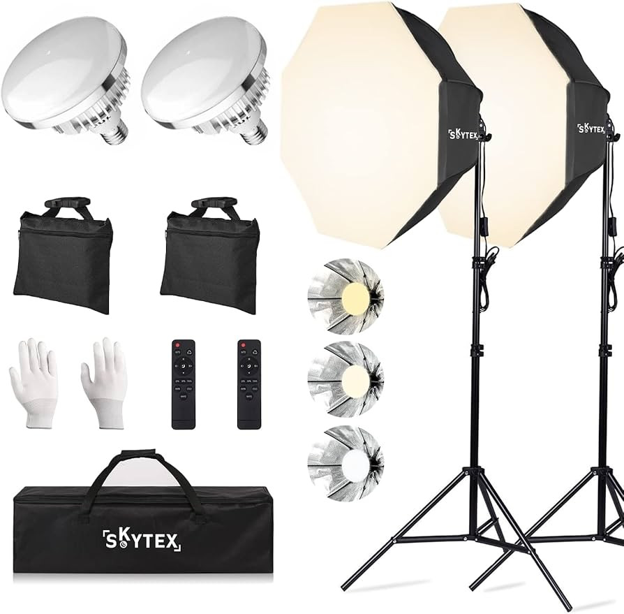 Skytex Octa Softbox Lighting Kit(2pack), Skytex 20x28in Octa Soft Box|135W 2700-6400K E27 LED Bul... | Amazon (US)