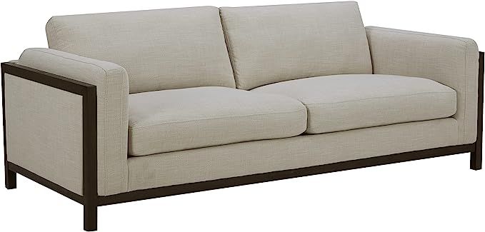 Amazon Brand – Stone & Beam Chesler Contemporary Sofa Couch with Wood Trim, 88"W, Cream | Amazon (US)