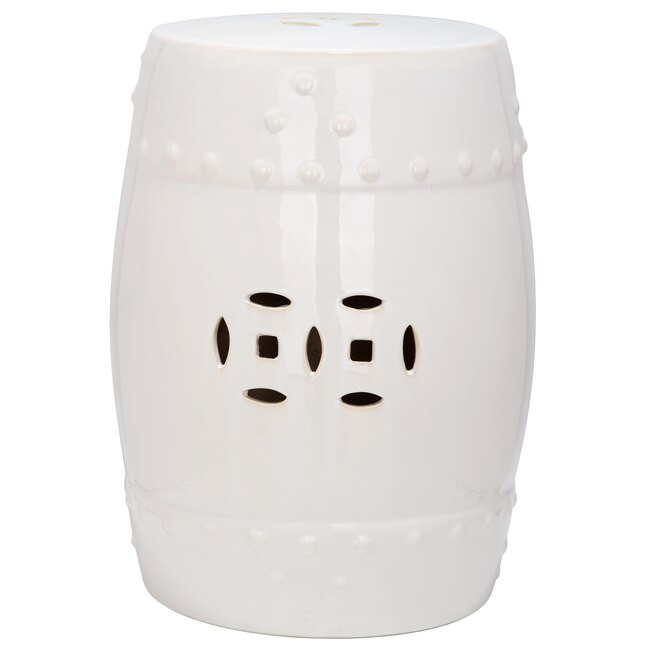 Safavieh 18-in Cream Ceramic Barrel Garden Stool | Lowe's