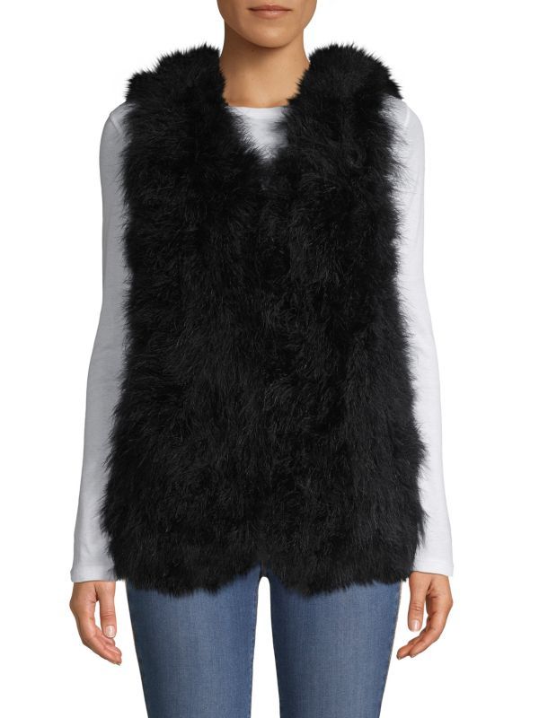 BELLE FARE Ostrich Feather Vest on SALE | Saks OFF 5TH | Saks Fifth Avenue OFF 5TH