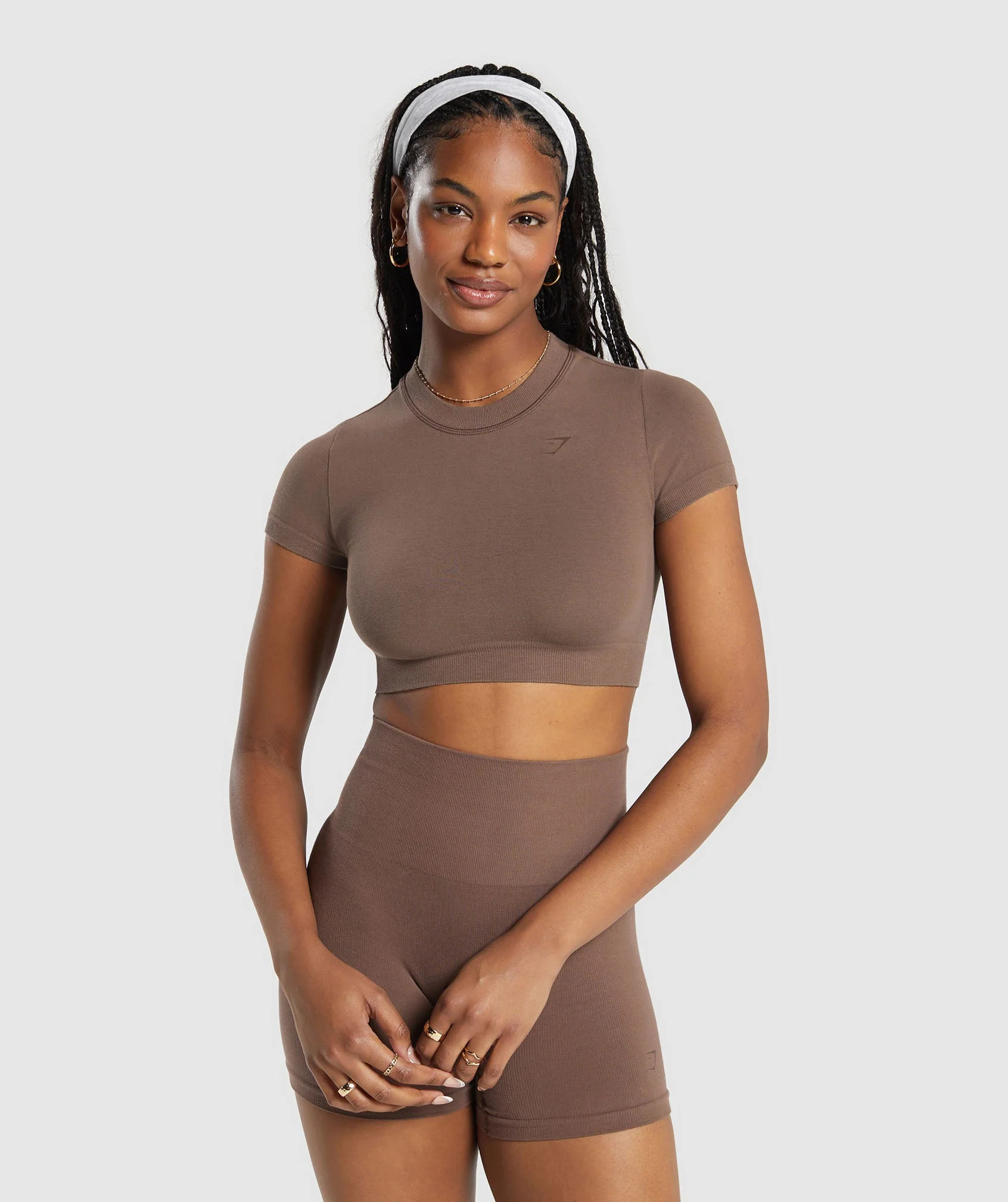 Gymshark Cotton Seamless Crop Top - Soft Brown | Gymshark US