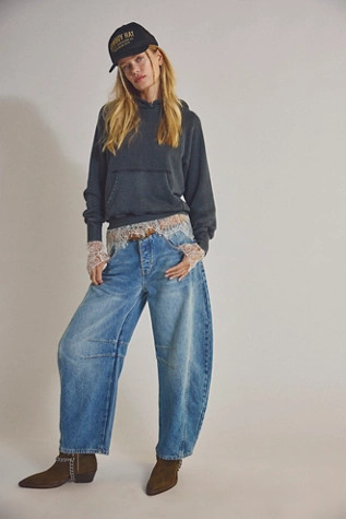 We The Free Good Luck Mid-Rise Barrel Jeans | Free People (UK)