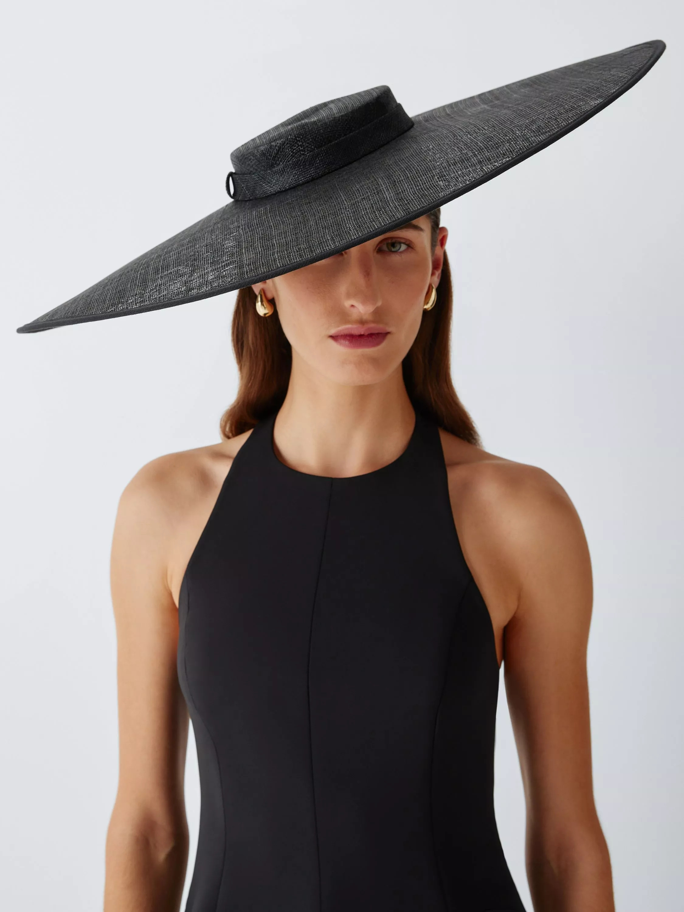 John Lewis Leona Large Disc Fascinator, Black | John Lewis (UK)