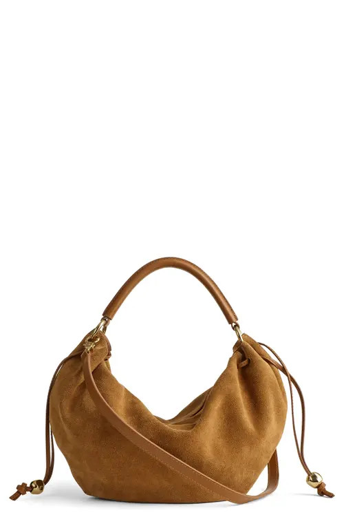 Madewell The Camren Gathered Suede Shoulder Bag in Aged Cognac at Nordstrom | Nordstrom