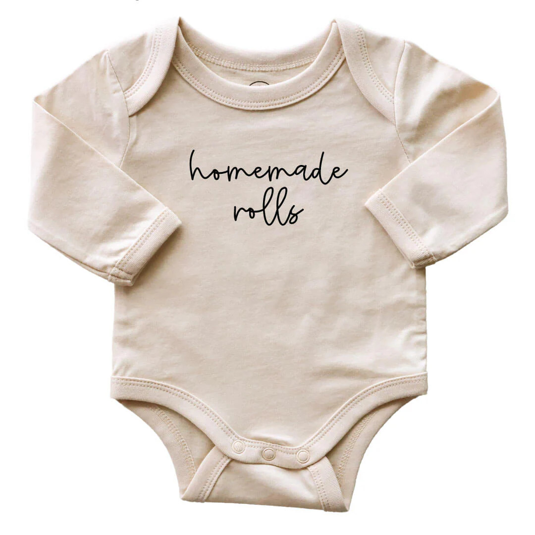Homemade Rolls Long Sleeve Graphic Bodysuit | Natural | Caden Lane