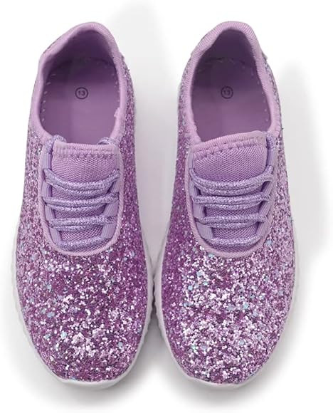 Amazon.com | K KIP WOK Girls Glitter Sneakers Sparkle Slip On Walking Shoes for Kids/Children Bre... | Amazon (US)