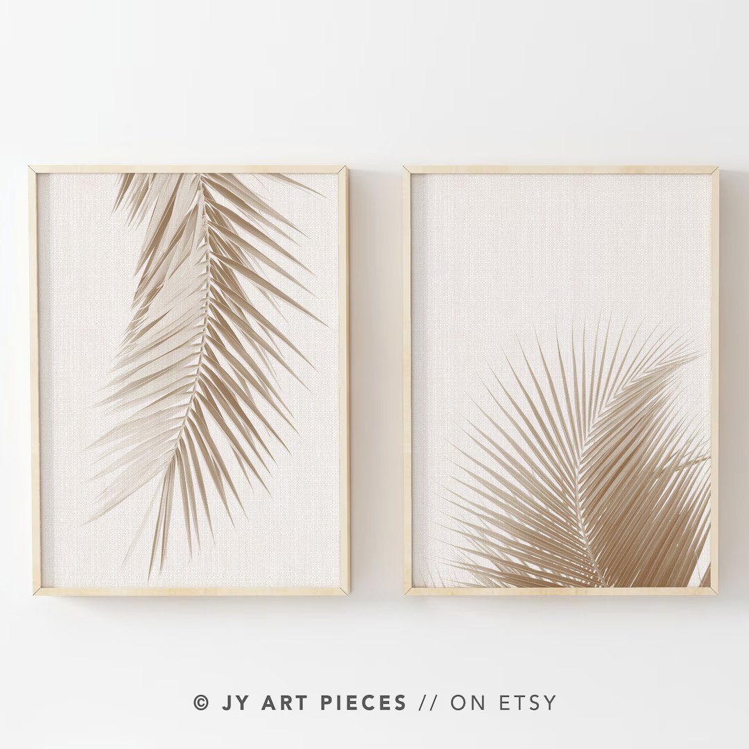 Palm Leaf Prints, Beach Prints, Tropical Plant Print, Tropical Wall Art, Neutral Tone Wall Art, B... | Etsy (US)