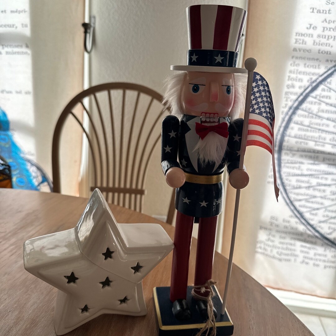 new usa patriotic nutcracker with flag | Etsy (US)
