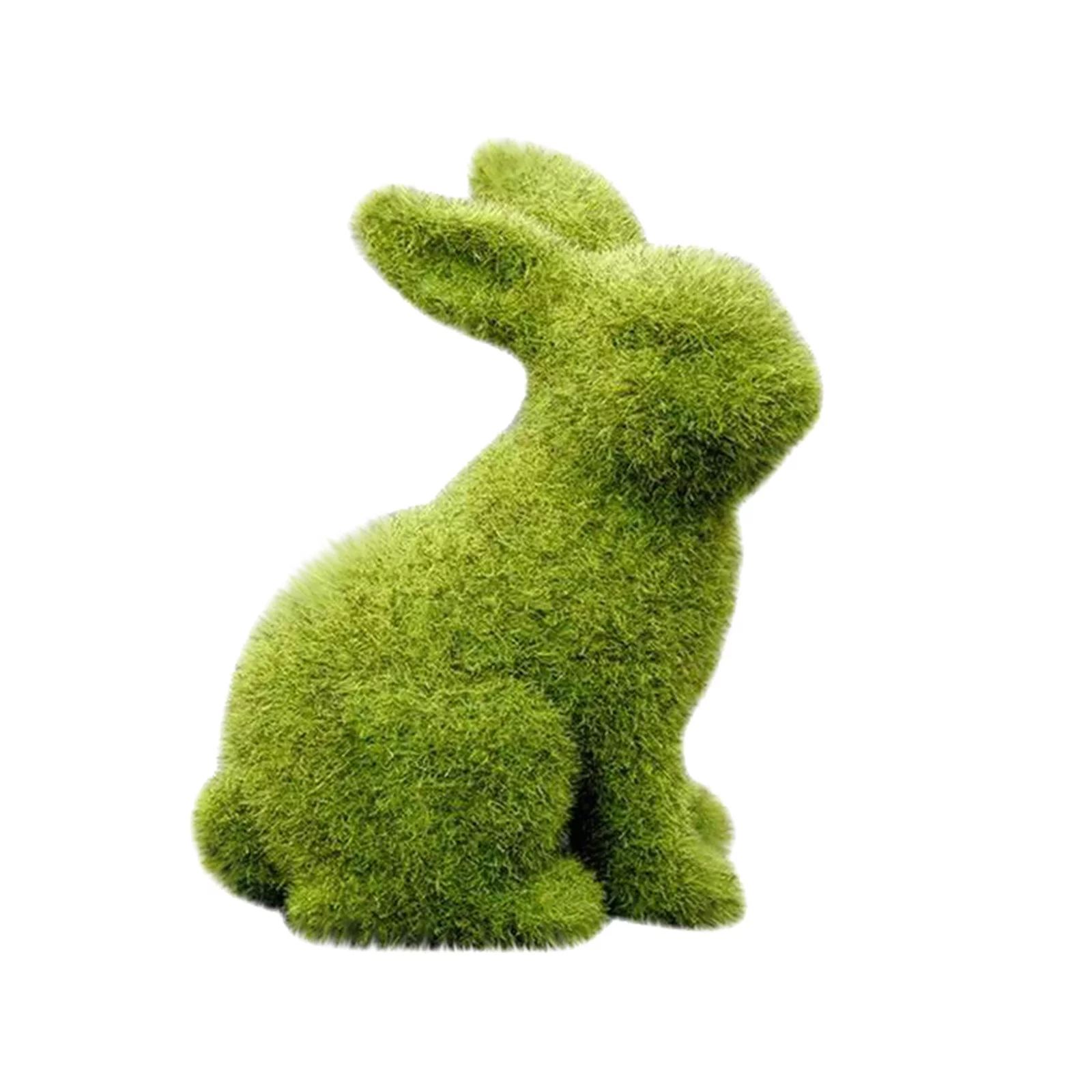 JeashCHAT Easter Moss Bunny Figurine, Green Faux Moss Bunny, Imitation Moss Rabbit Sculpture, Fur... | Walmart (US)