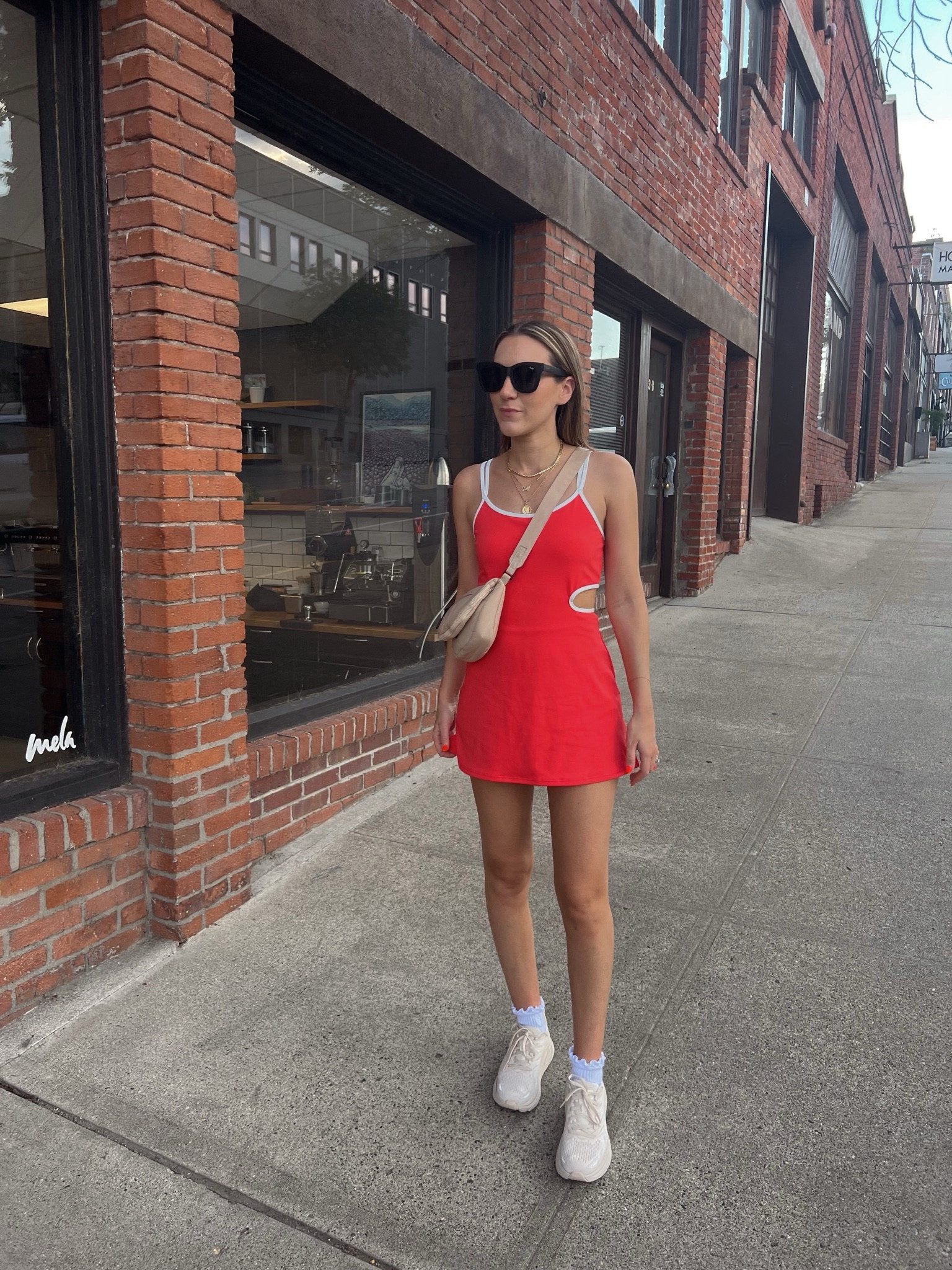 red and white athletic dress Gingham Athletic Mini Dress- Red/White  Frankie Greer
