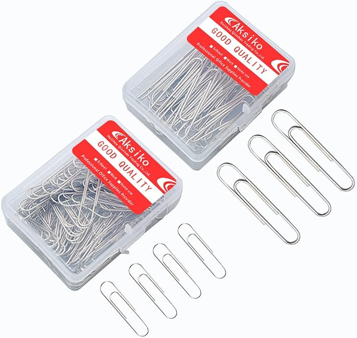 220pcs Silver Paper Clips, Medium and Jumbo Size (1.3 inch & 2 inch) Office Paperclips - with Sto... | Amazon (US)