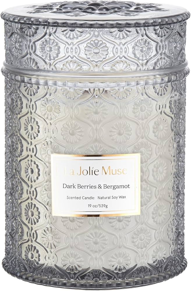 LA JOLIE MUSE Dark Berries & Bergamot Scented Candles, Large Glass Jar Candle, Candle Gifts for W... | Amazon (US)