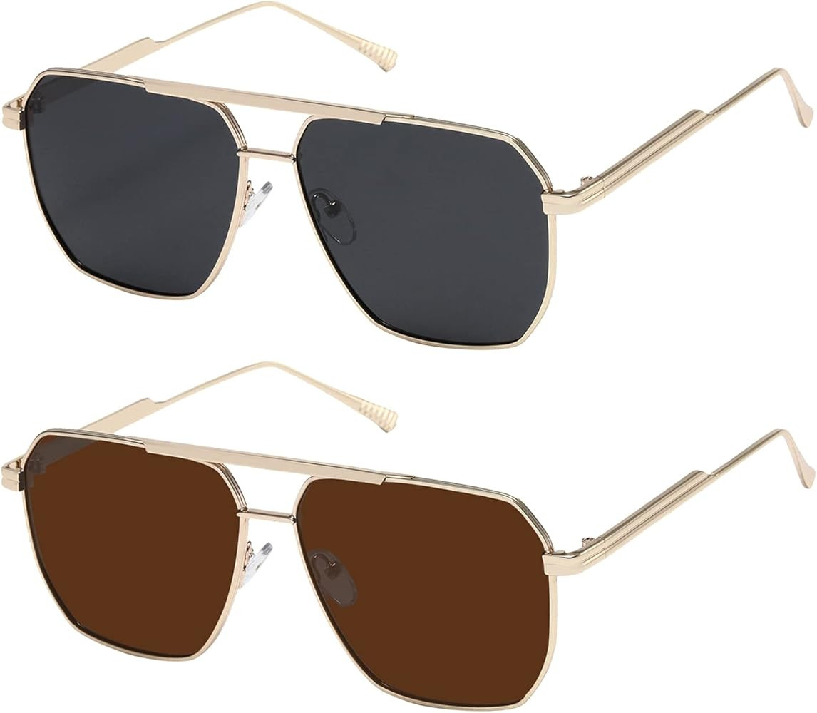 kimorn Polarized Sunglasses Womens Men Retro Oversized Square Vintage Shades Classic Large Metal ... | Amazon (US)