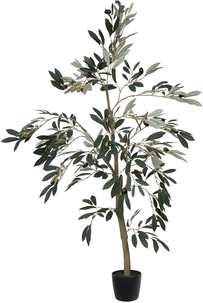 Vickerman Everyday Faux Olive Tree 4 Foot Tall Green Silk Potted Artificial Indoor Olive Plant Wi... | Amazon (US)