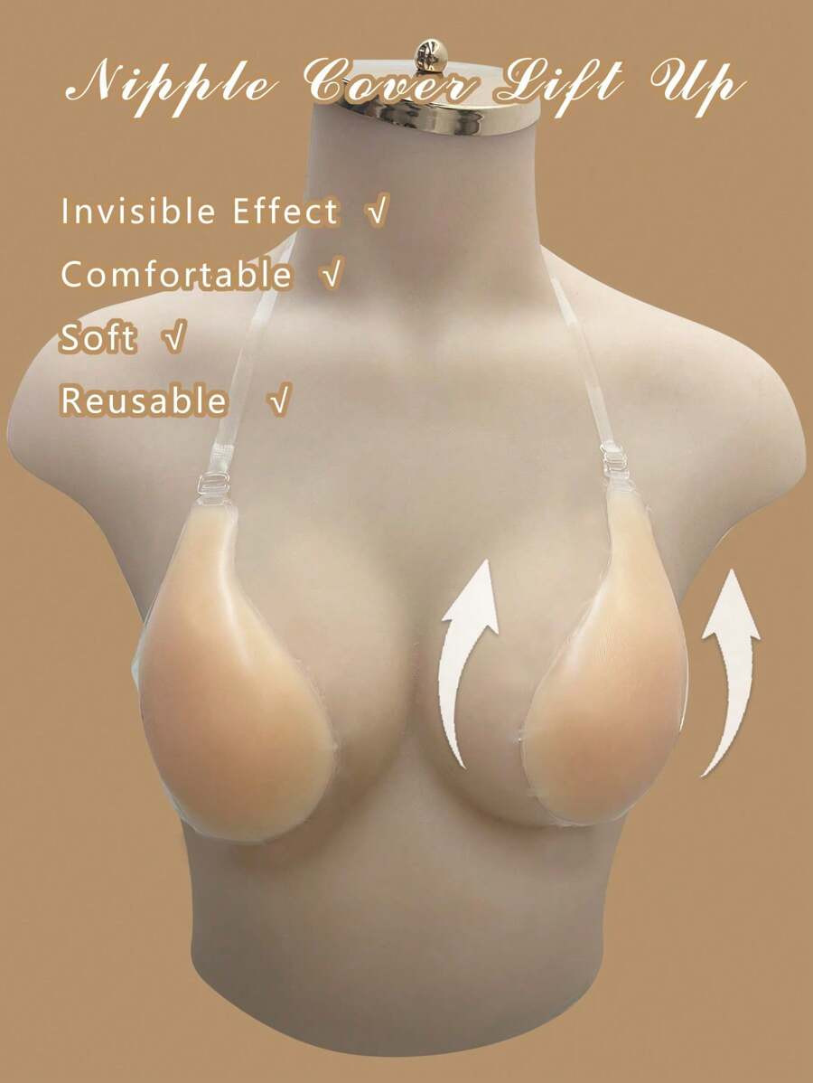 New Lift-Up Silicone Invisible Bra With Shoulder Straps, Cleavage Style | SHEIN