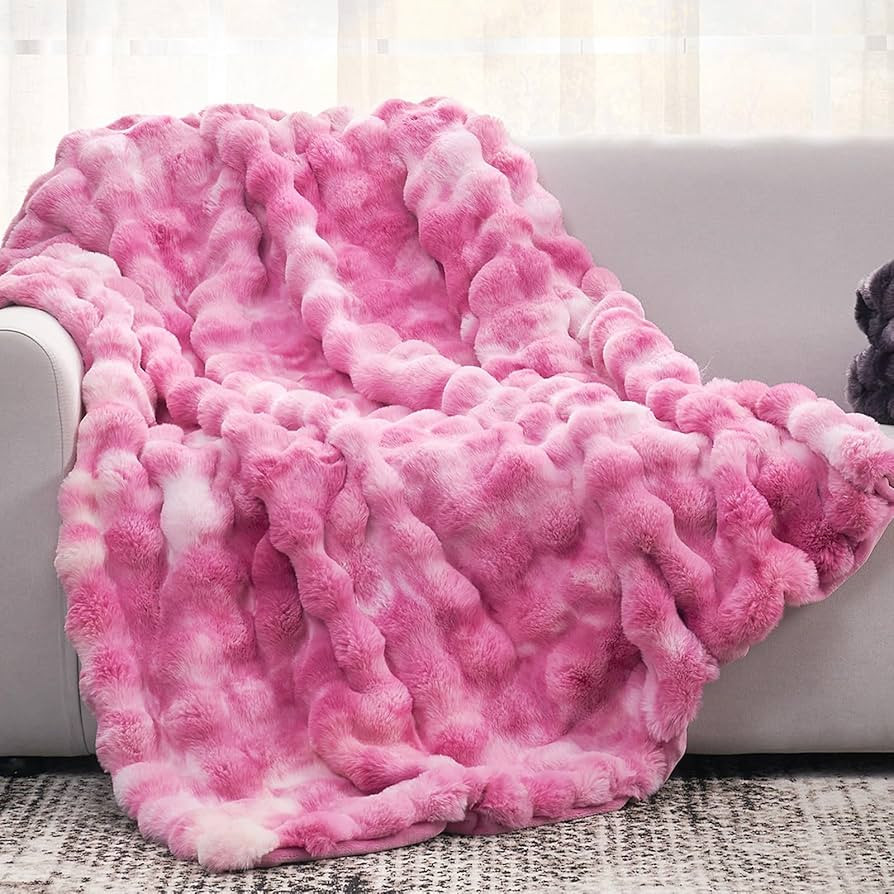 Cozy Bliss Faux Fur Throw Blanket for Couch, Fuzzy Soft Plush Thick Bubble Blanket for Sofa Bedro... | Amazon (US)