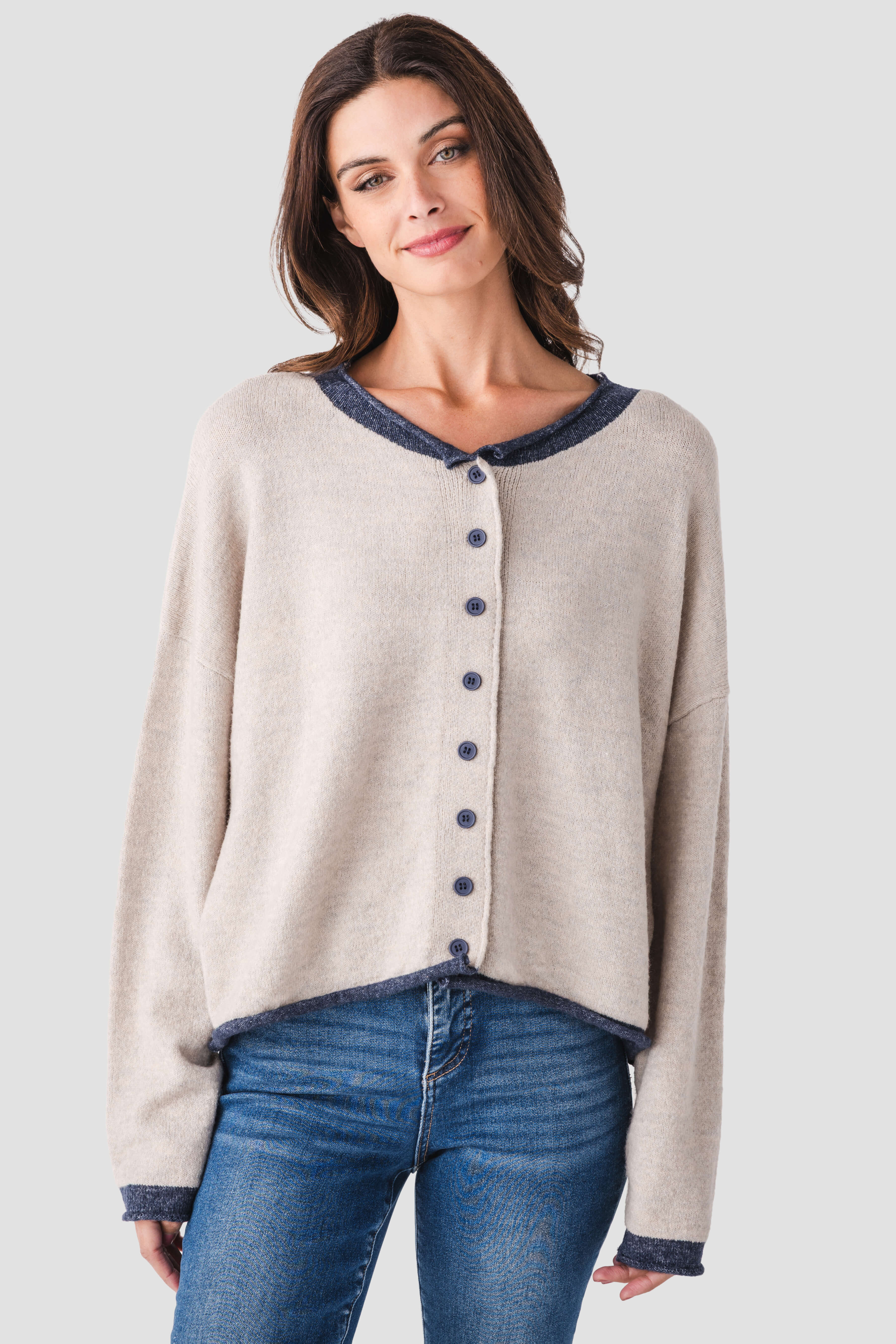 By Together Contrast Trim Cardigan | Social Threads