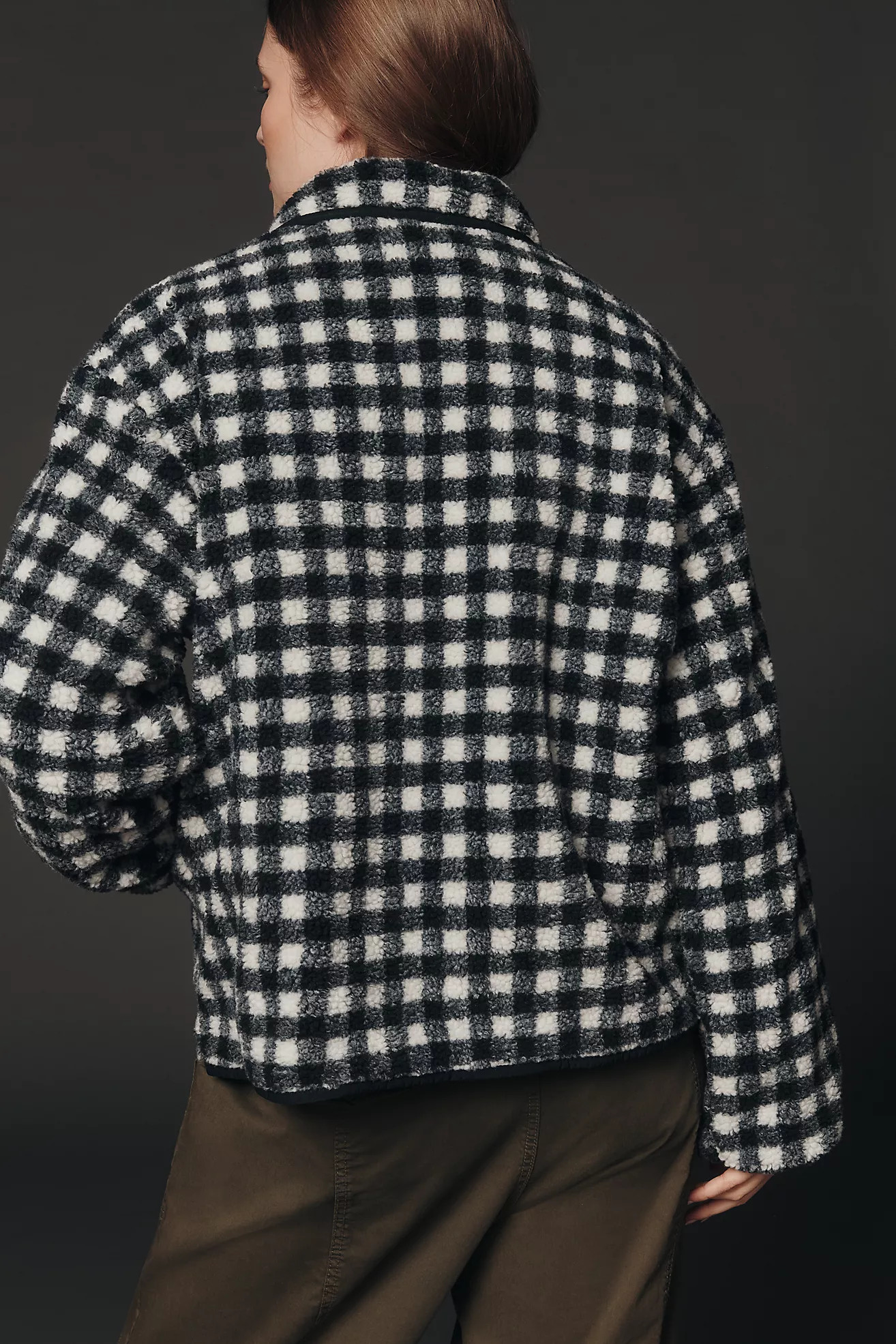 Maeve Gingham Sherpa Fleece Jacket | Anthropologie (US)