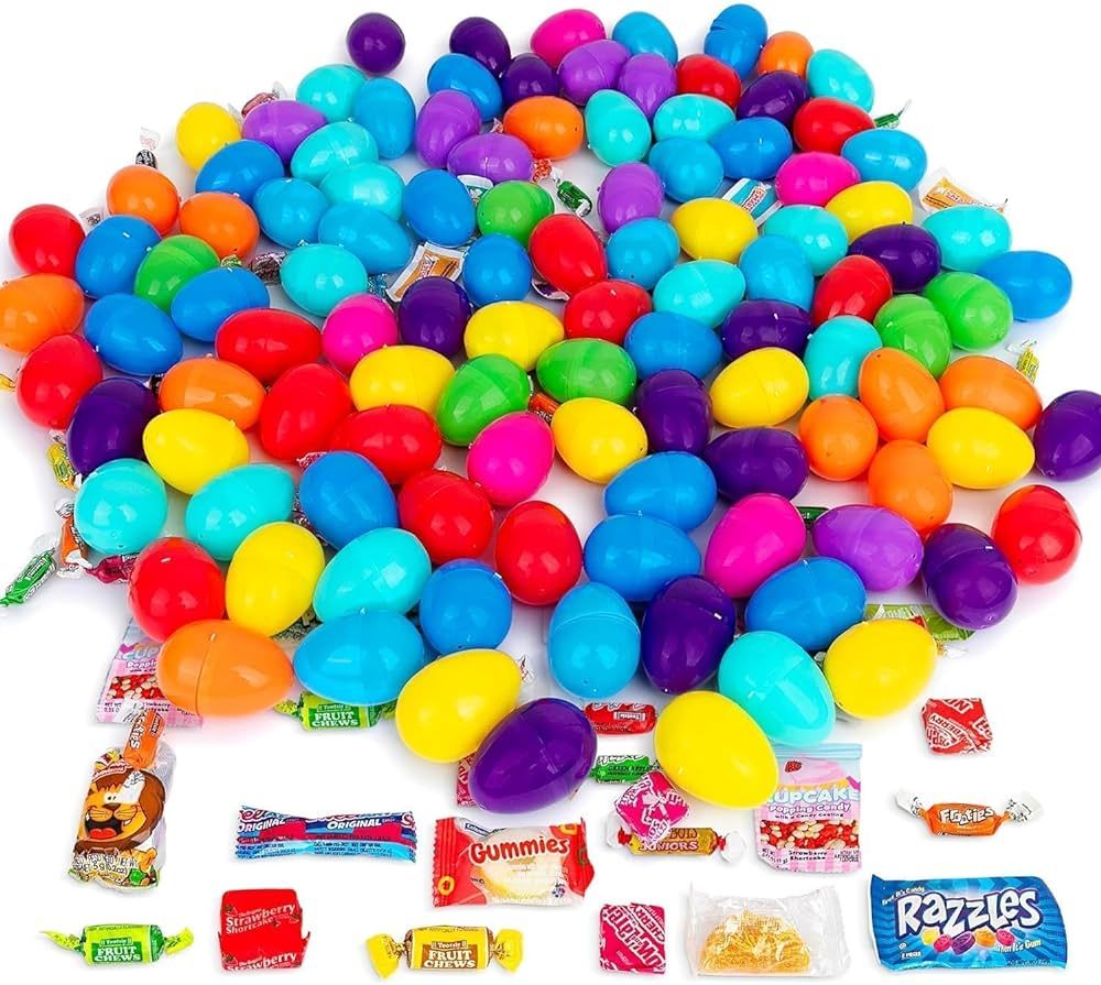 Plastic Filled Easter Eggs - Candy Easter Basket Stuffers For Boys Girls and Toddlers - Kids Pre ... | Amazon (US)
