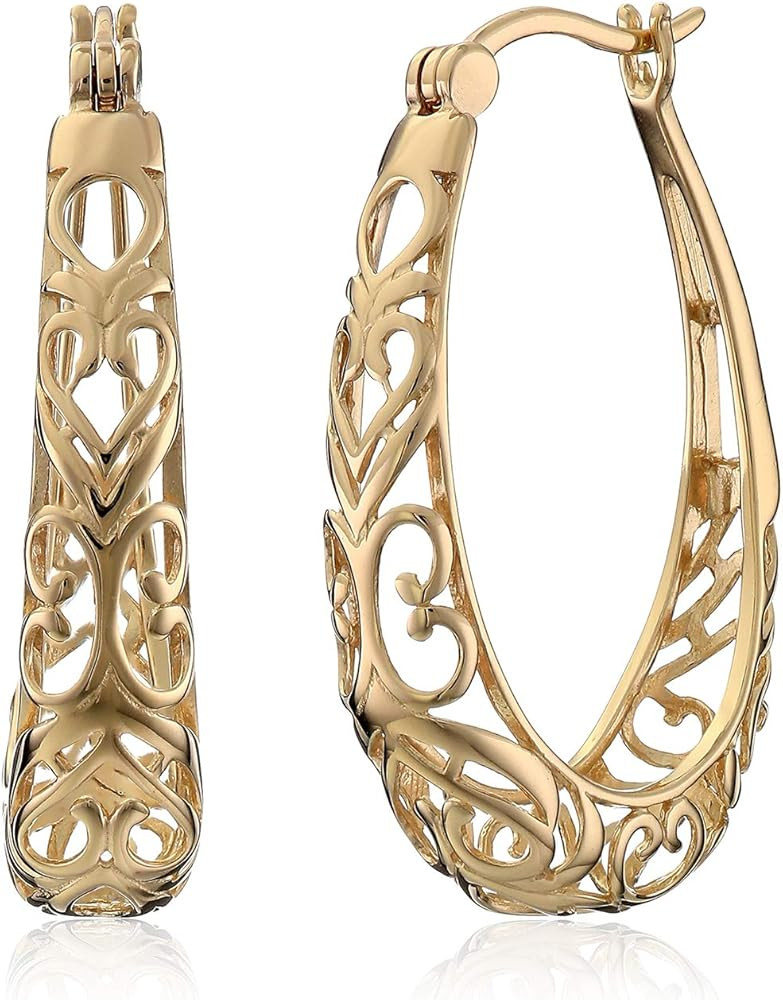 Sterling Silver Filigree Hoop Earrings | Amazon (US)