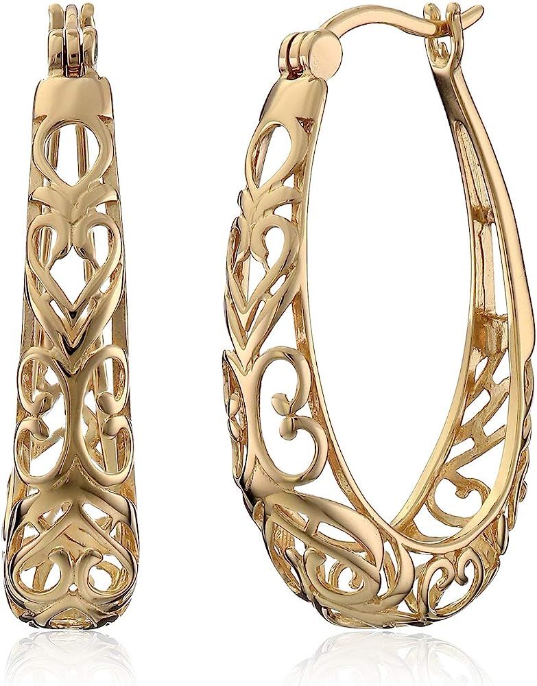 Sterling Silver Filigree Hoop Earrings | Amazon (US)