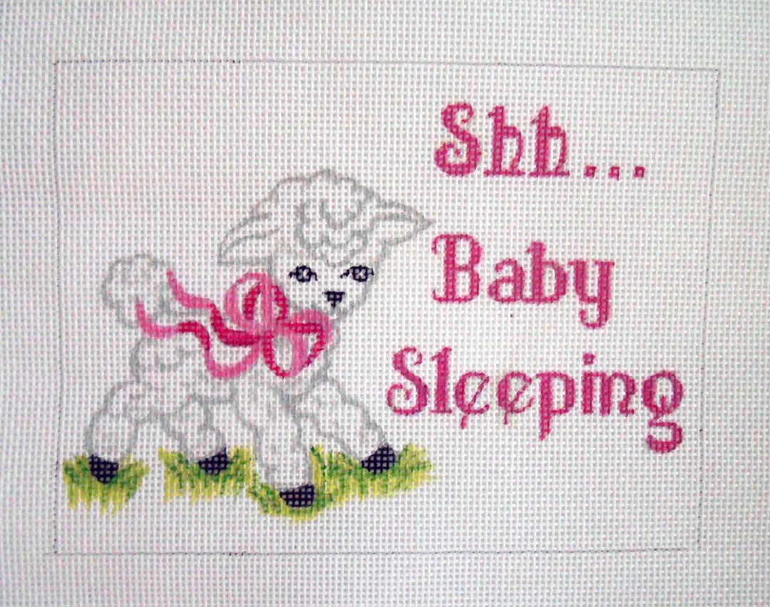 Needlepoint Canvas Hand painted "Shh... Baby Sleeping" on 14ct. | Etsy (US)