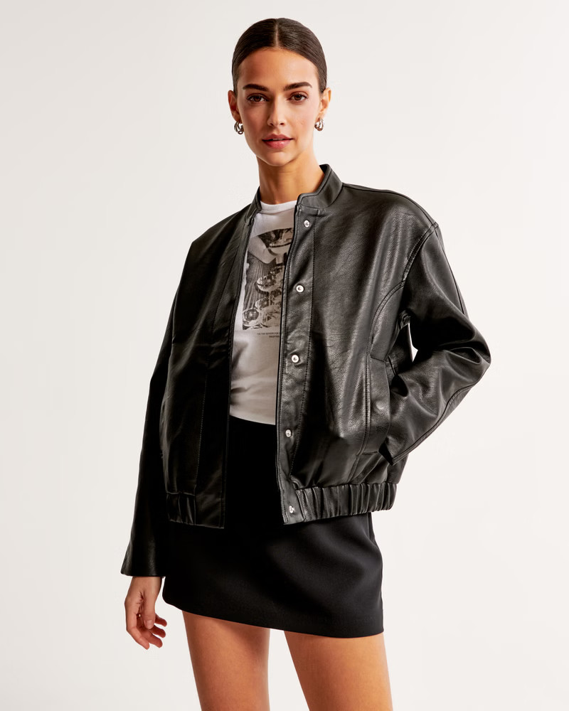 Vegan Leather Bomber Jacket | Abercrombie & Fitch (US)