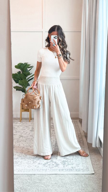 These linen palazzo pants are so comfy! Wear as a swimsuit coverup or casual outfit. Wearing a small. Fits true to size.

Vacation outfit | dinner outfit | summer outfits | summer outfit | linen pants | beach outfit 

#LTKtravel #LTKswim #LTKsalealert