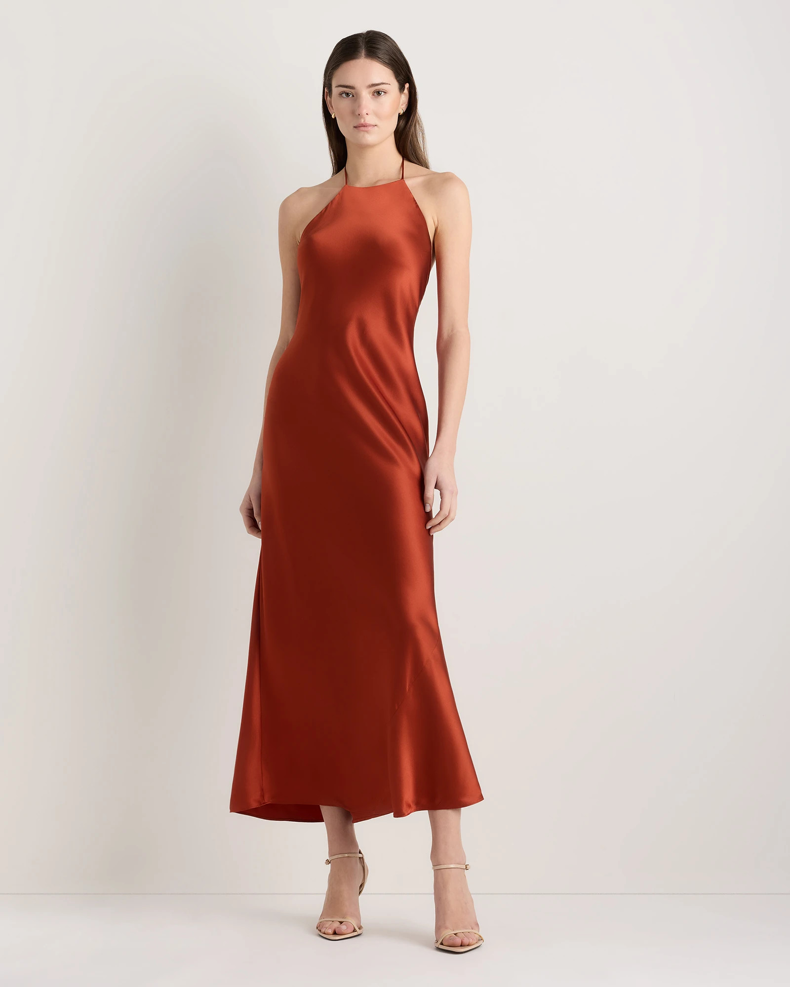 Quince | Women's Halter Maxi Dress in True Black, Size XS, Silk | Quince
